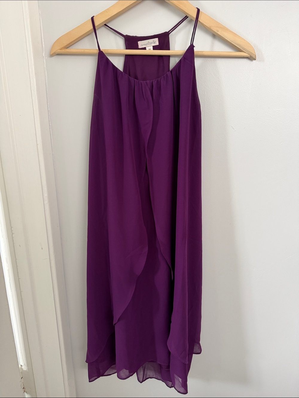 Charming Charlie Purple Spaghetti Strap Chiffon Dress size medium